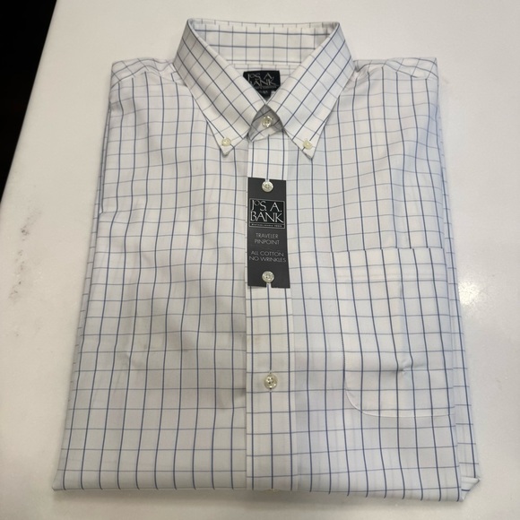 Jos. A. Bank Men's Non Iron Button down Shirt Long Sleeves Check Sz 17.5 - Picture 13 of 13